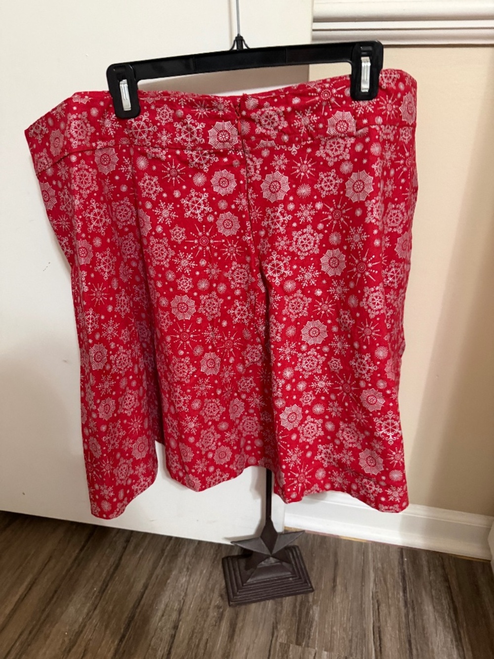 Handmade red and silver snowflake skirt